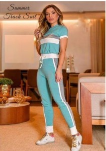 Panel Gym Stylish printed T Shirt with Panel Pajama Suit for Her By Hk Outfits