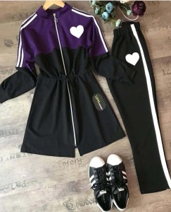 Patch Work Printed Zipper Style 2-Pcs Tracksuit