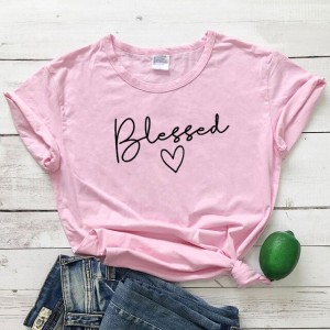 Pink Blessed Printed Cotton Halfsleeves Shirt