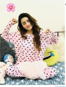Pink Hearts Printed Night Suit By Khokhar Stockists