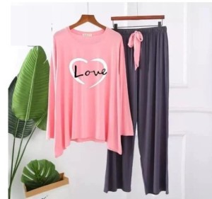 Love Heart Printed Loungewear By Hk Outfits