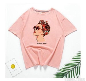 Pink Pop Art sketch Printed T-Shirts for Girls & Women's