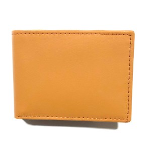 Plain Mustard Dollar Size Pure Cow Leather Wallet