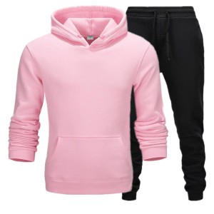 Plain Pink Tracksuit With Warm Fleece Hoodie and Trouser For Women