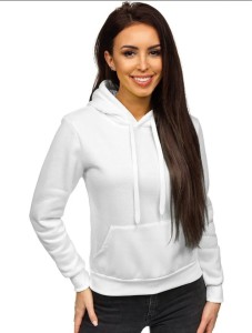 Plain Pullover White Hoodie for women And Girls
