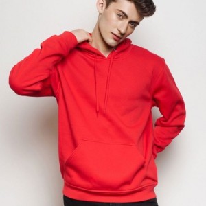 Plain Red Pullover Hoodie For Men