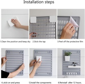 Plastic Pegboard Wall Organizer Kit 8 Pieces Accessories Combination Hanging Peg Board Wall for Kitchen Home