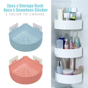 Plastic Wall Mount Triangle Shape Corner Shelf Basket Shower Caddy Rack Storage Shelves Shampoo Holder for Bathroom Kitchen