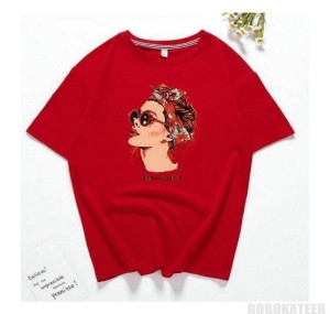 Red Pop Art sketch Printed T-Shirts for Girls & Women's