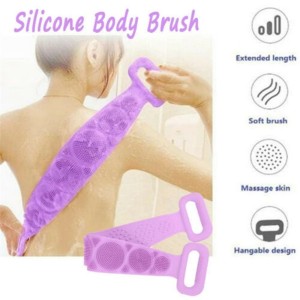 Silicone Back Scrubber Soft Loofah Bath Towel Massage Belt