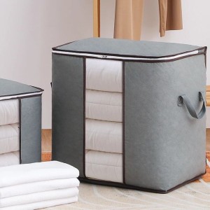 Portable Bamboo Clothes Storage Blanket Large Folding Bag Storage Box Organizer