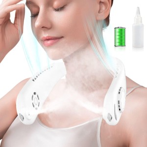 Portable Neck Fan, Upgraded Neck Air Conditioner with 2 Semiconductor Cooling Pads, Wearable Air Conditioner 360° Instant Cooling