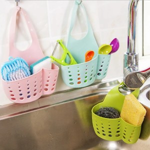Portable Sink Shelf Soap Sponge Drain Rack Silicone Storage Basket Bag Kitchen Accessories