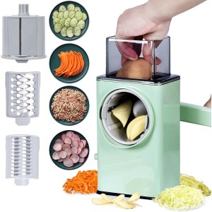 Potato Slicer Upgraded Hand Crank Vegetable Cutter Rotary Cheese Graters Multifunctional Chopper Veget Shredders Fruit Kitchen Tool with 3 Stainless S