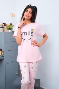 Smile Printed Shirt Trouser Night Dress For Her 
