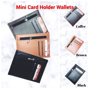 Pu Leather Clasp Zipper Mini Card Holder Wallet for Men's