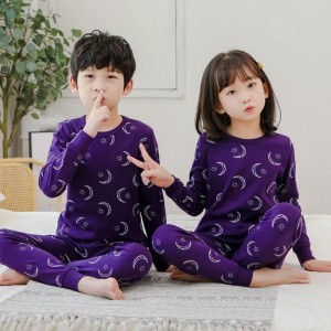Purple printed kids night suit