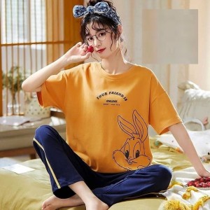 Rabbit Printed Tshirt and Trouser Night Dress By Hk Outfits