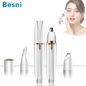 Rechargeable 4 in 1 Electric Epilator Women Eyebrow Nose Lady Trimmer Facial Hair Removal Face Body Painless Female Shaver Depilator