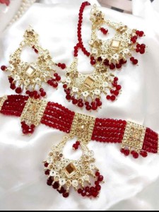 Red Color Indian Bridal Collar Set