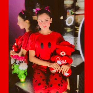Red Colour Smile Printed Design Stylish Full Sleeves Round Neck T-Shirt And Pajama Night Suit For Ladies Women And Girls