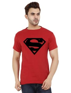 Red Superman Printed casual T shirt For Mens