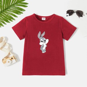 Red T Shirt Trendy Cute Bunny Cartoon Printed Shirt Design Summer Shirt Half Sleeve for Girls & Women