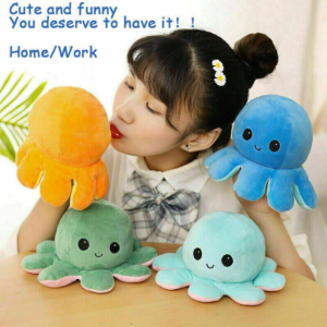 Reversible Octopus Plush, Adorable, Soft Cotton Soft, Double Sided Flip Octopus Plush Dolls Stuffed Animal Toys With Realistic Expression Cute Gift
