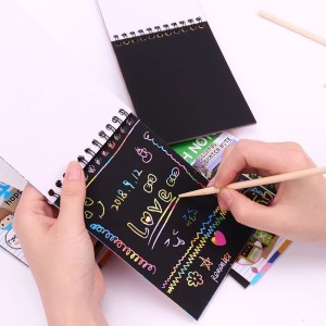 Scratch Note Black Cardboard Creative DIY Draw Sketch Notes For Toy Notebook School Supplies