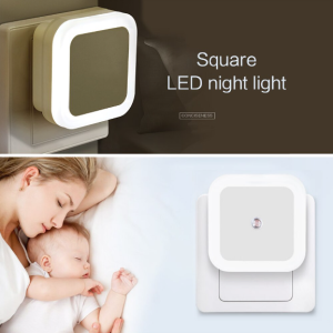 Pack Of 3 - Sensor Control LED Night Light Mini Square Shape Halo Lamp EU Plug Led Lights Stairway Hallway Children Kids Bedroom Lighting
