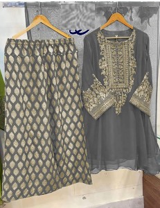 Shirt Embroidery Handwork With Printed Trouser And Dupatta 3Pc