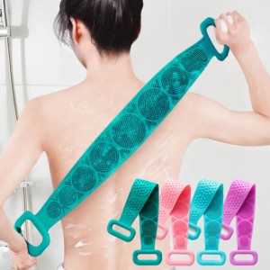 Silicone Body Scrubber Bath Brush Shower Exfoliating Brush Belt Back Scrub Body Cleaner Cleaning Strap Bathroom Accessories