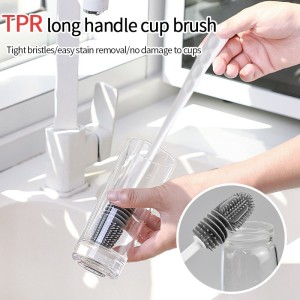 Silicone Bottle Cleaning Brush with Long Handler Milk Bottle Brush 360 Cup Brush