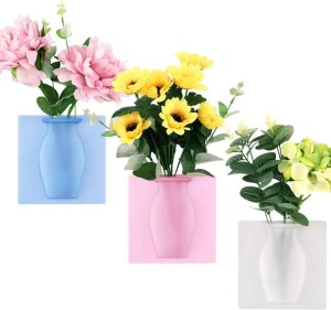Silicone Flower Vase Sticky Flower Vases Adhesive Wall Hanging Vase Removable Flower Pot Decoration
