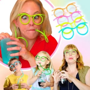 Silly Straw Eyeglasses Fun Straws Novelty Drinking Straw for Kids Annual Meeting, Birthday, Classroom Activities