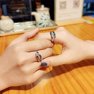 Silver Hug Hand Adjustable Rings for Women Best Friend His Big Loving Hugs Ring Couple Fine Jewelry Valentine's Gift