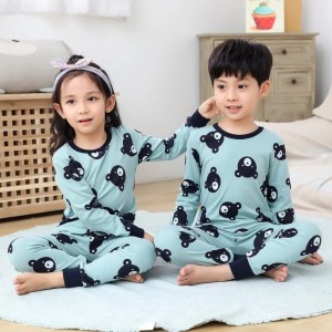 Sky Blue Panda Printed Kids Night Suit