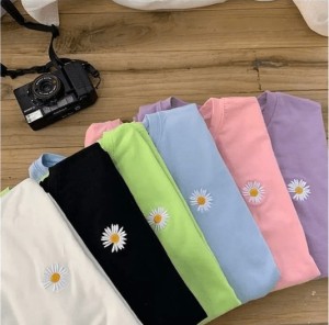 Small Sun flower Short Sleeves T-shirts for Women's