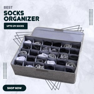 Sock Drawer Organizer Divider Underwear Organizer, 24 Cell Collapsible Closet Cabinet Organizer Underwear Storage Boxes for Storing Socks