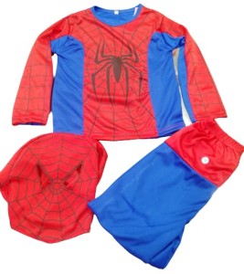 Spiderman kids dress full costume shirt trouser with face mask for children.