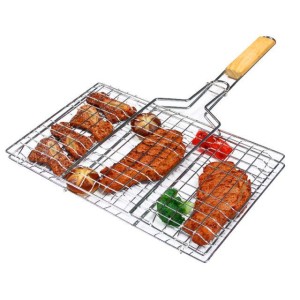 Stainless Steel Barbeque Grill - bbq grill for fish steak Bar B Q Stainless Steel Hand Grill For Fish and Chicken Meat Grill Grill pan  Fish Grill Pan