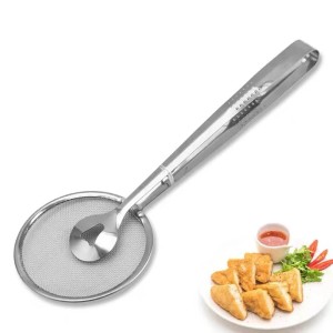 Stainless Steel Multi-functional Filter Spoon With Food Clip Kitchen Oil-Frying Salad BBQ Filter Strainer Cooking Accessories