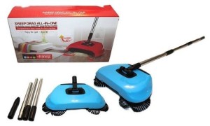 Stainless Steel Sweeping Machine Push Type Broom Dustpan Handle Household Vacuum Cleaner Hand Push Sweeper Floor Home Cleaner (Color : 1 Cloth Set) (1