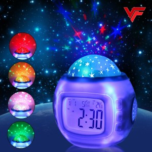 Starry Sky Alarm Clock Colorful Projection Snooze Electronic Clock Home Decor Digital Table Clock Projector Alarm Clock Color Changing Led Lights
