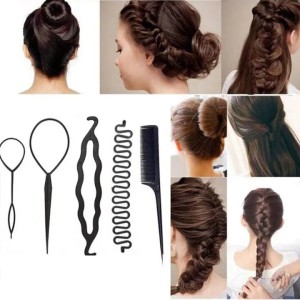 Styling tool Hair Stick Set, 5Pcs Women Pull Hair Hook Needle Stick Fishtail Coil Comb Hairstyling Tools Black