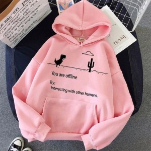 STYLISH YOU ARE OFFLINE Tag Print Kangaroo Hoodie huddy Pocket Drawstring Casual Clothing Export Quality Huddie Winter Wear Smart Fit Hoody For Women