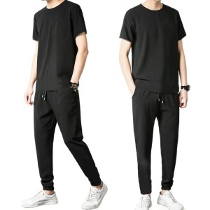 Stylish Black Pack Of 2 T-shirt & Trouser For Men