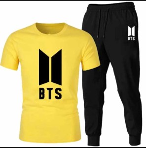 Summer Collection BTS Printed Yellow T shirt and Black Trouser
