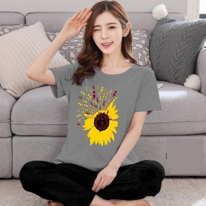 Sun Flower Printed Women Night Dress