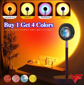 Sunset Lamp Projector RGB Rainbow Lamp Night Light USB Table Lamps Photo Shoot Live Lighting For Home Bedroom Background Wall Decoration Led
